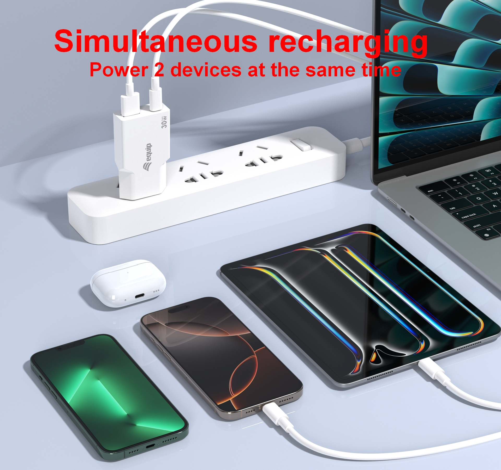 Equip Ladegerät 2Port USB-C PD3.0/USB-A GaN Slim 30W weiß, Ansicht 2