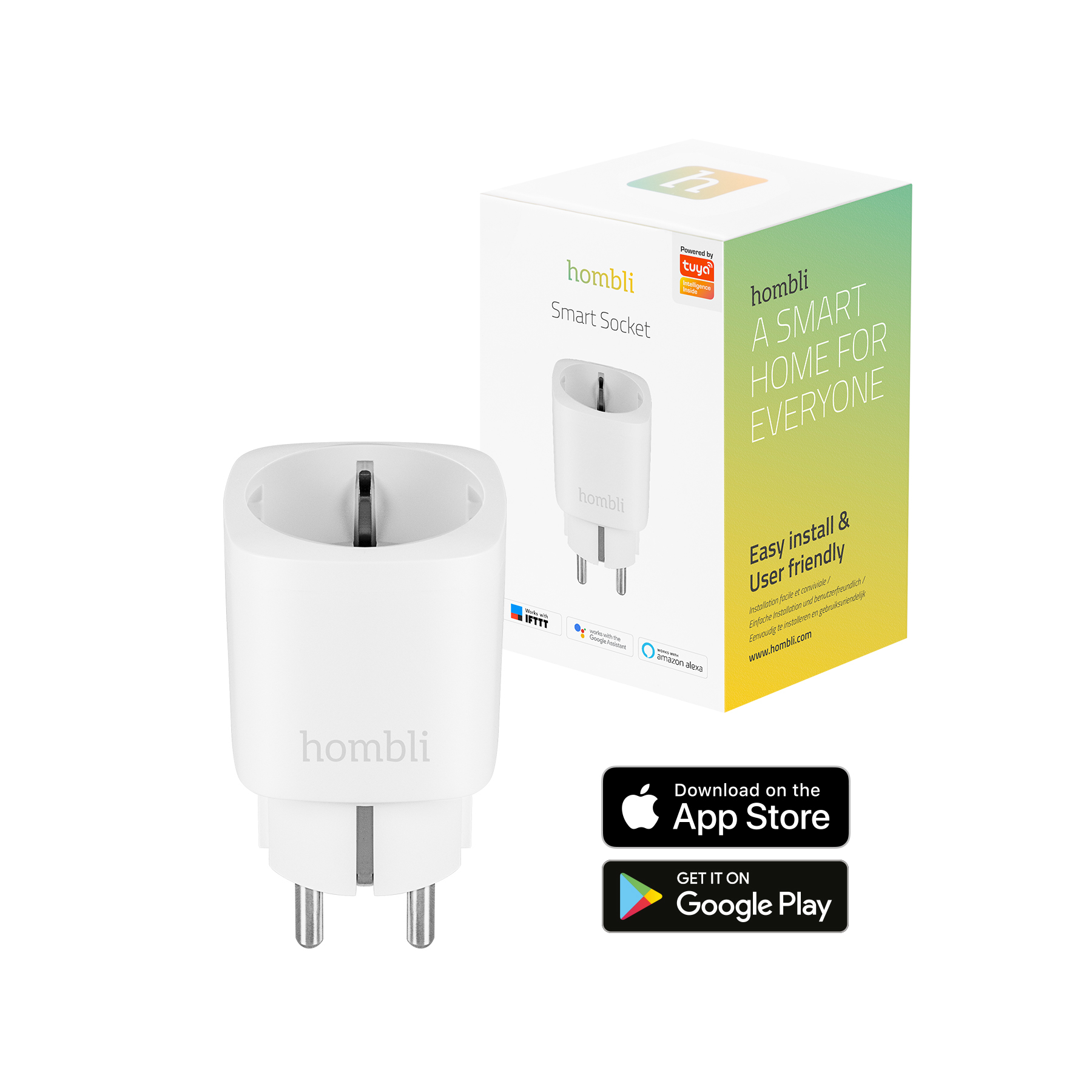 Hombli Smart-Steckdose EU - Kabellos - WLAN - Indoor - Weiß - Kunststoff - Status, Ansicht 2