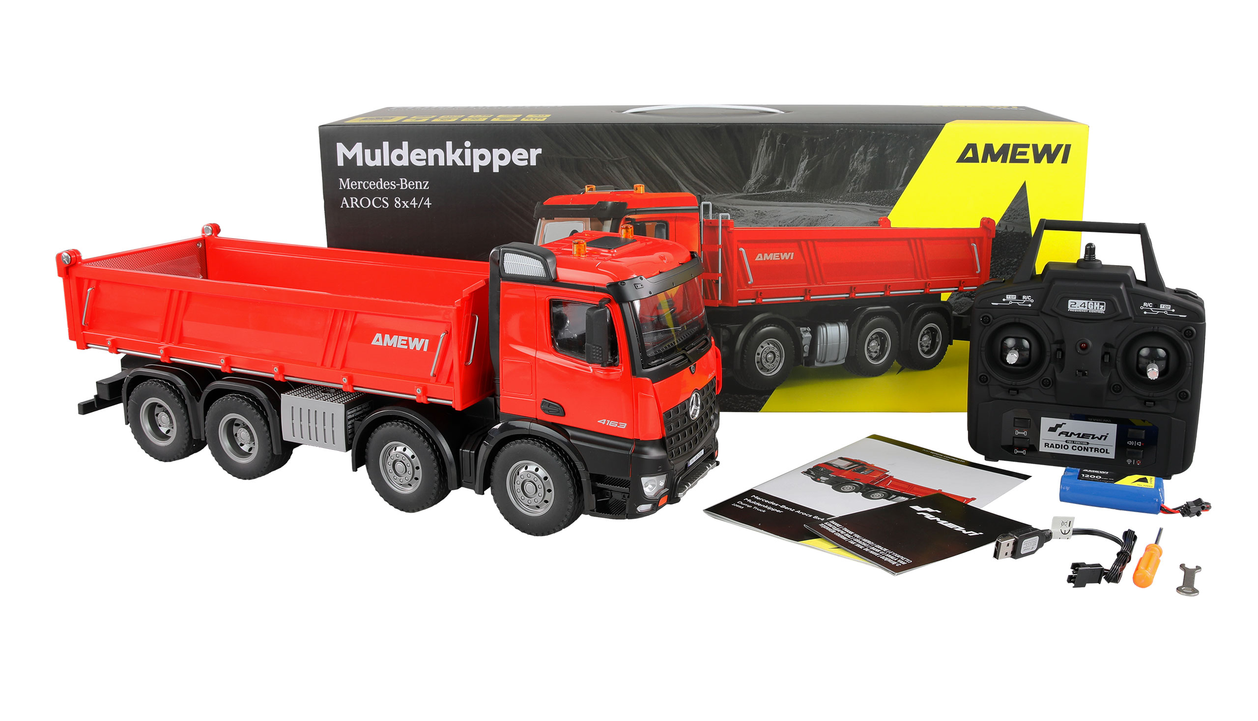 Amewi Mercedes-Benz Arocs Muldenkipper 8x4/4 4WD 1 18 RTR ro, Ansicht 2