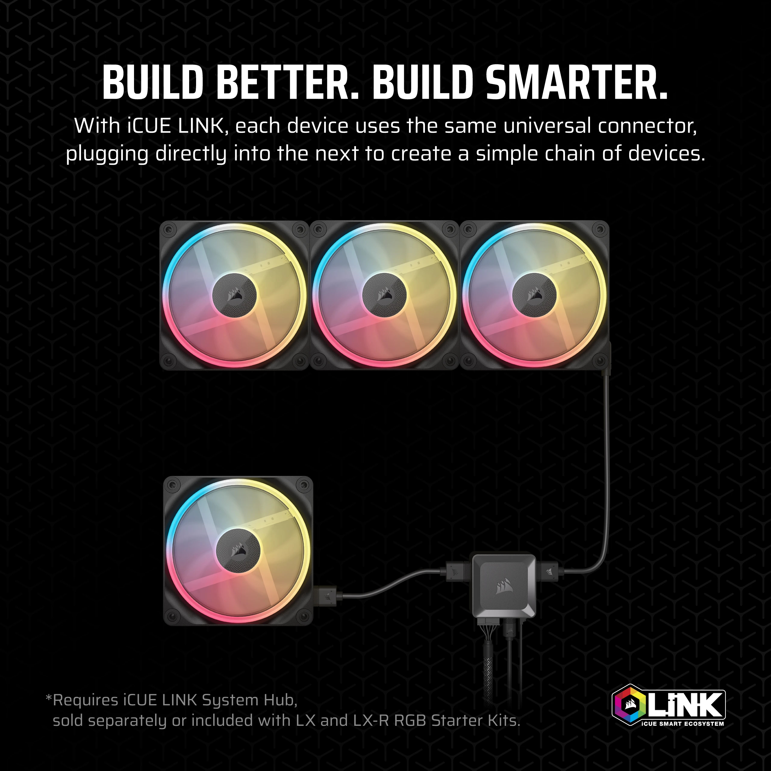Corsair iCUE LINK LX120-R RGB Reverse schwarz 120 mm, Ansicht 3