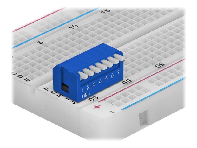 Delock DIP flip switch piano 7-digit 2.54 mm pitch THT vertical - DIP-Schalter - Blau (Packung mit 2)