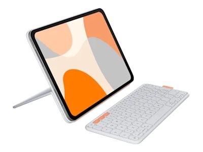 Logitech Flip Folio - Tastatur und Foliohülle - full size - kabellos - Bluetooth 5.1 LE - QWERTY - Italienisch - Pale Gray - für Apple 10.9-inch iPad Air (5th generation)