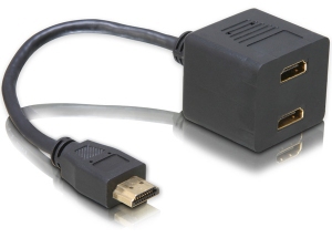 Delock Adapter HDMI male to 2x HDMI female, 0,2 m, HDMI Typ A (Standard), 2 x HDMI