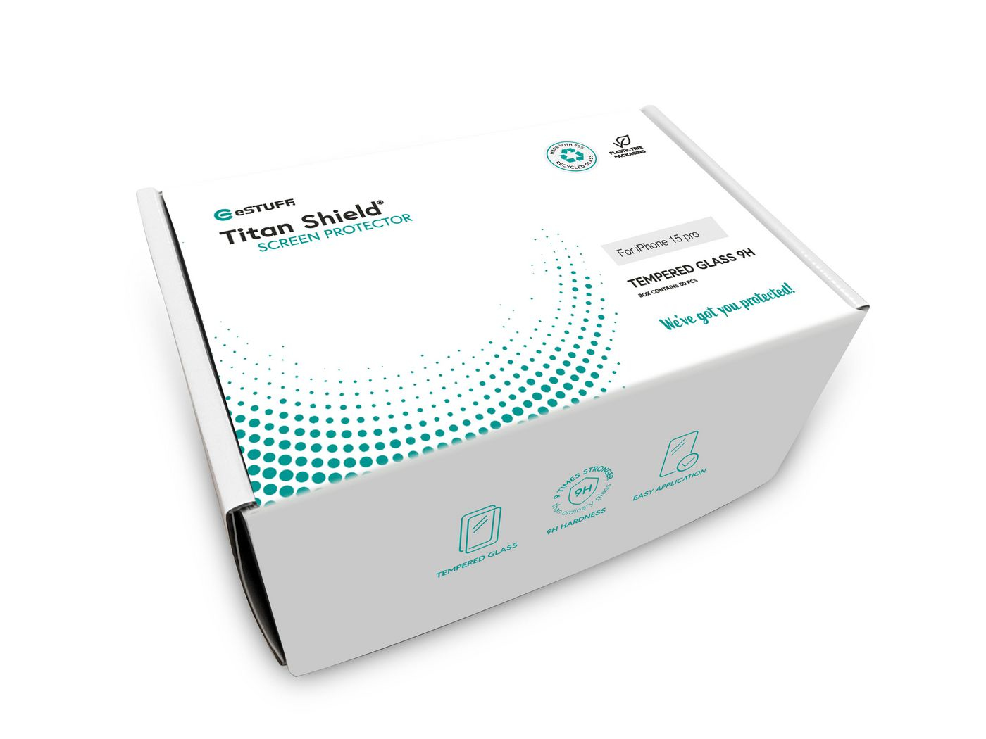 eSTUFF Titan Shield - Bildschirmschutz für Handy - volle Abdeckung - Glas - Rahmenfarbe schwarz (Packung mit 50), Ansicht 4