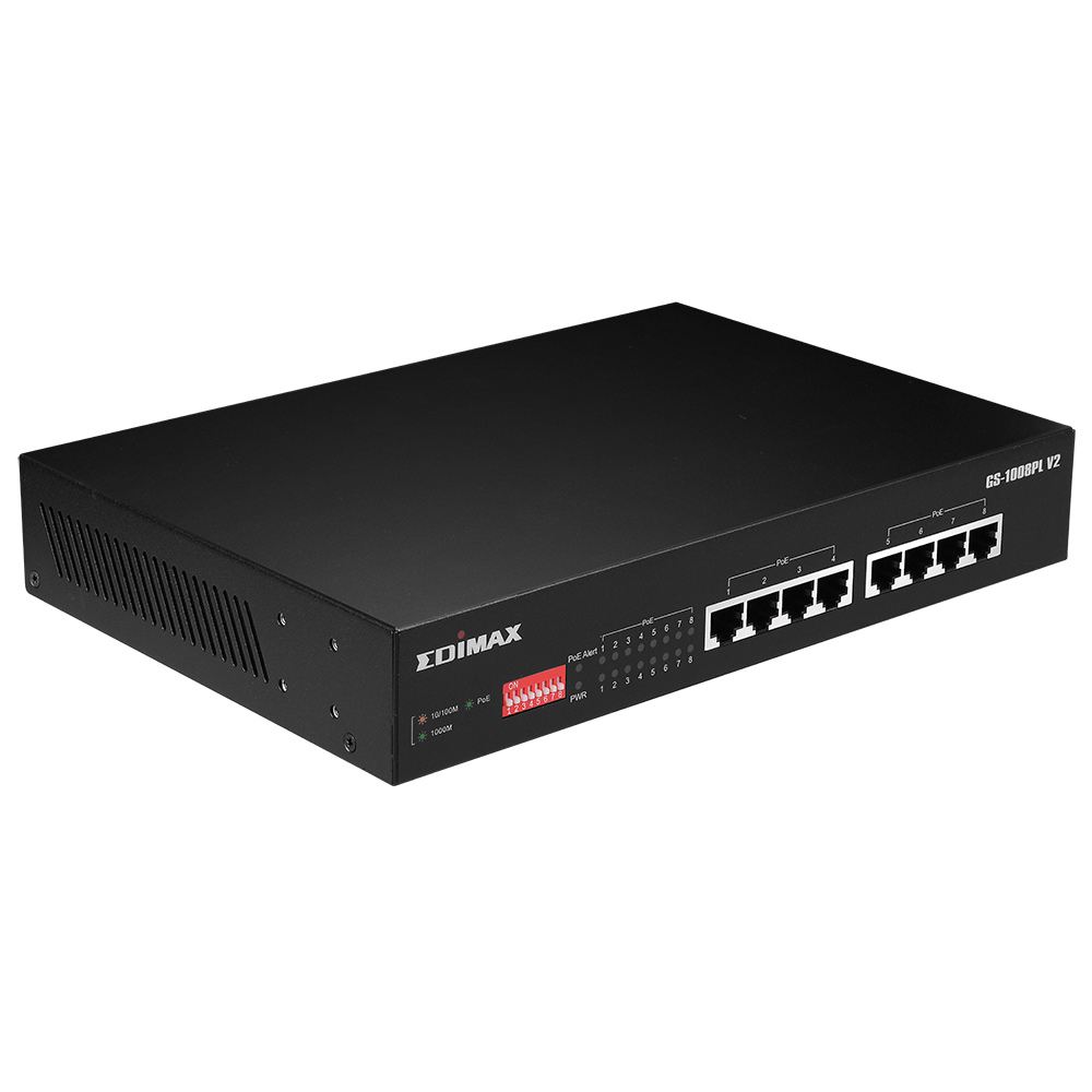 Edimax GS-1008PL V2 - Managed - L2 - Gigabit Ethernet (10/100/1000) - Power over Ethernet (PoE) - Rack-Einbau - 1U