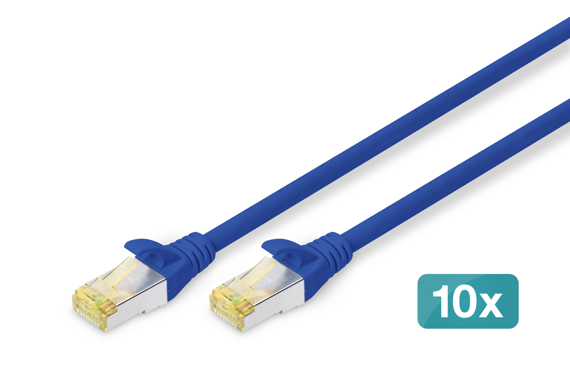 DIGITUS CAT 6A S/FTP Patchkabel, 10 Stück, 0,25 m, Cat6a, S/FTP (S-STP), RJ-45, RJ-45, Blau