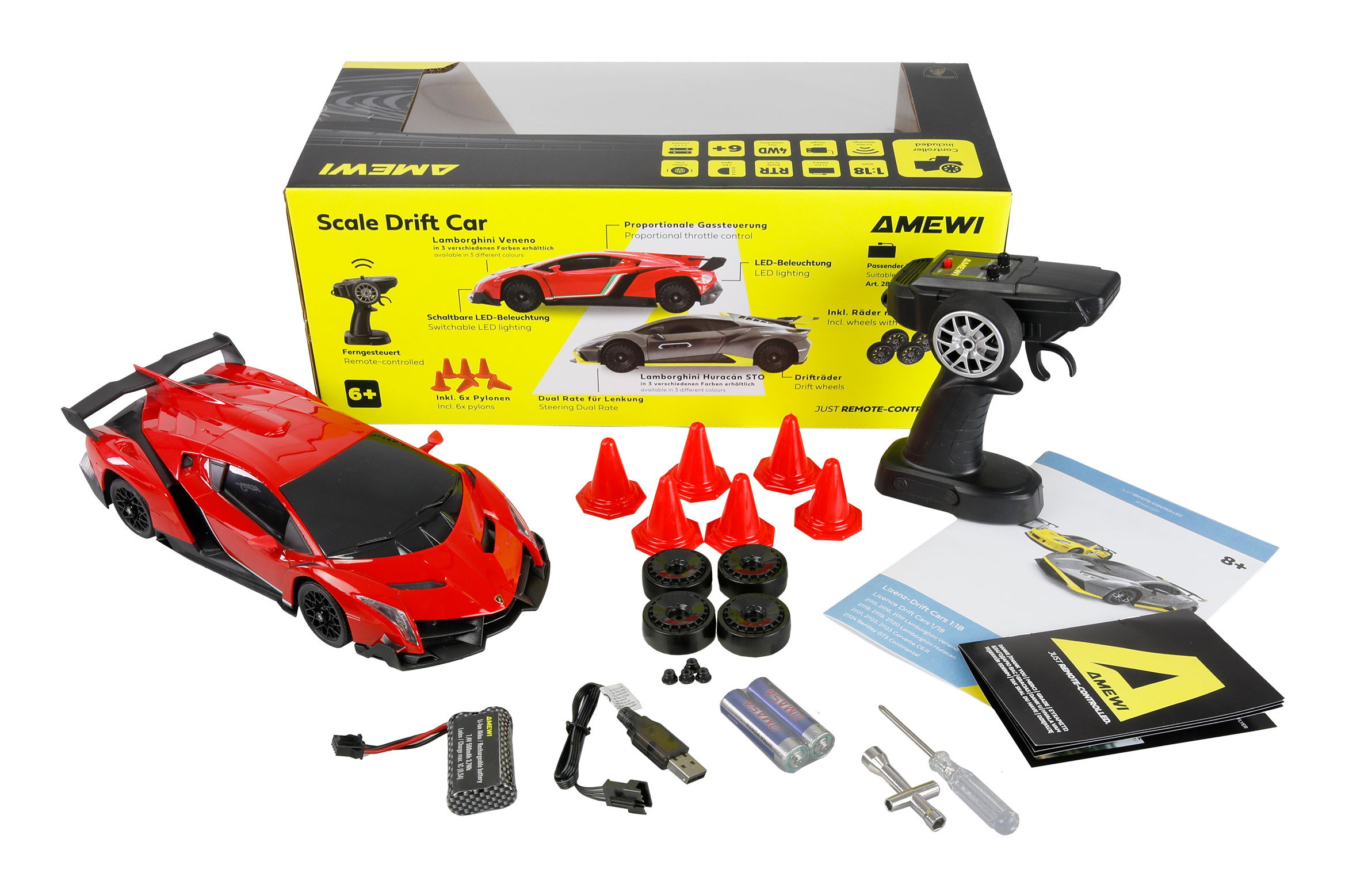 Amewi RC Drift Lamborghini Veneno rot, Ansicht 4