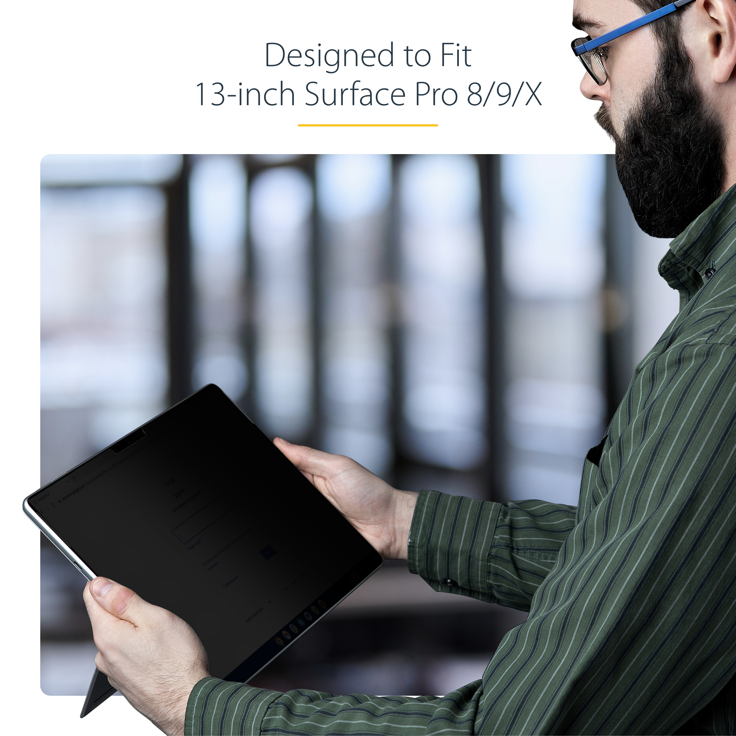 StarTech.com 4-Way Privacy Screen For 13-inch Surface Pro 8/9/X Laptop, For Portrait/Landscape, Touch-Enabled, Ansicht 4