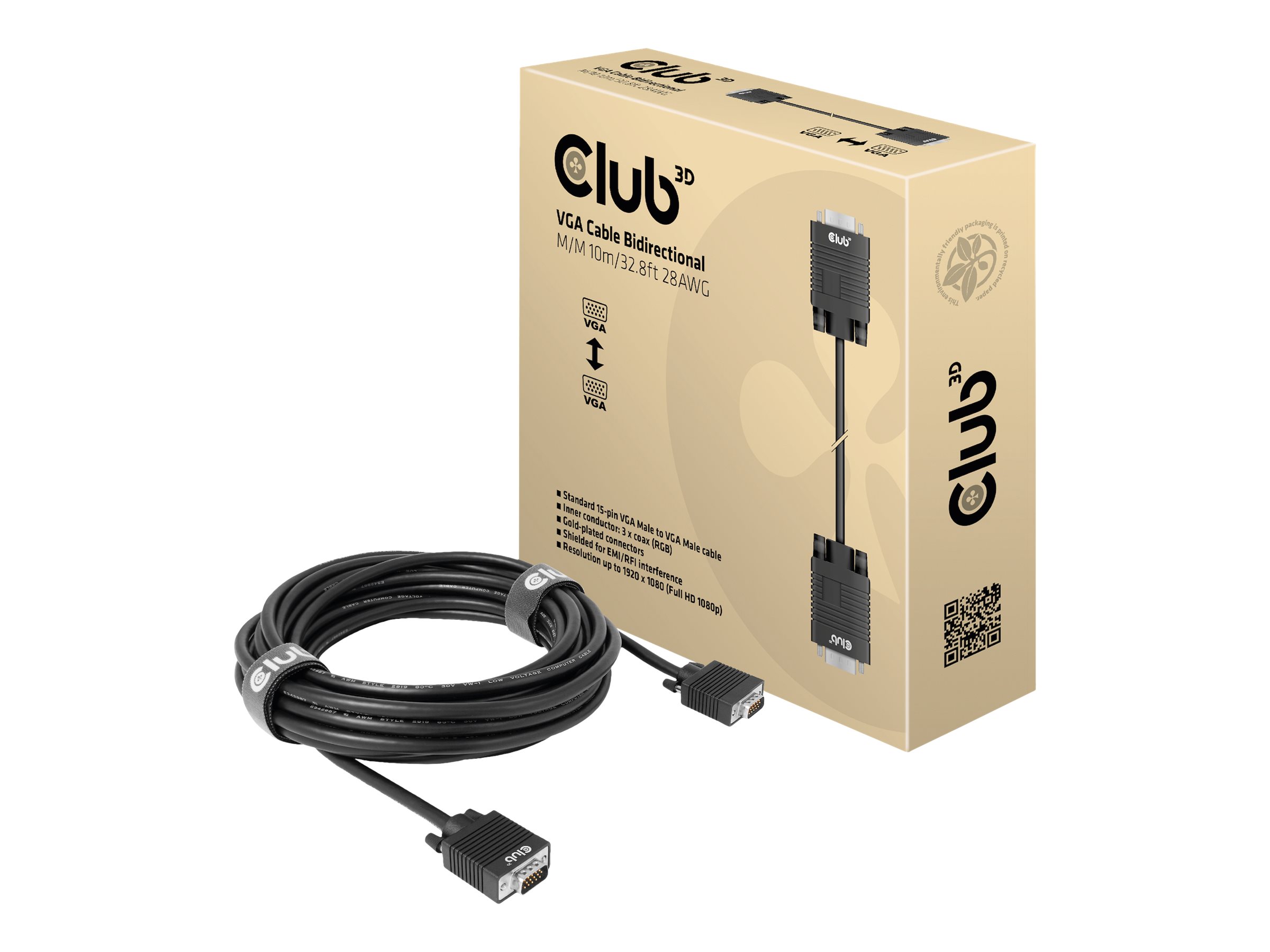 Club 3D Kabel VGA > VGA 10m St/St retail (CAC-1710)