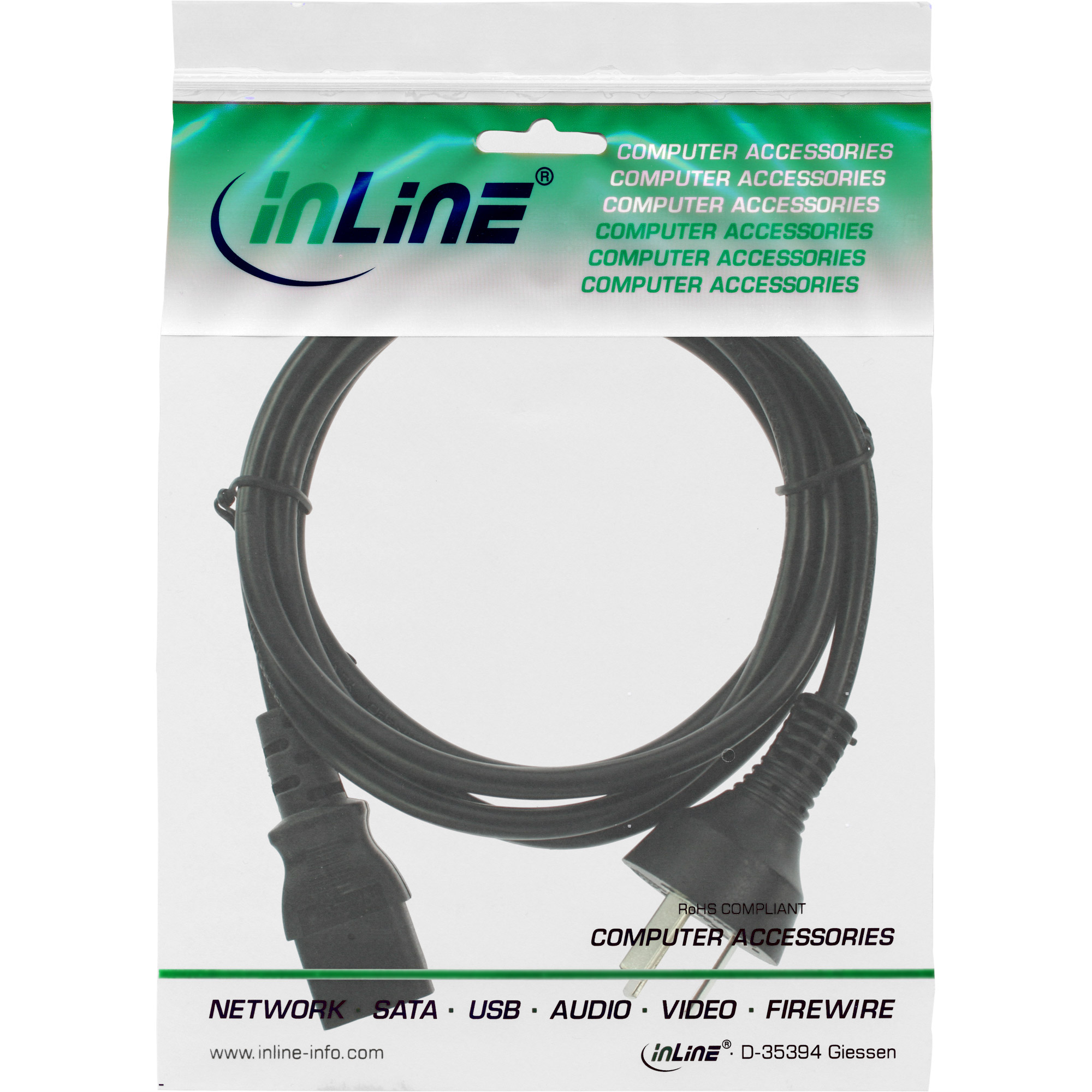 InLine Netzkabel - Netzstecker China auf Kaltgerätestecker C13 - 18m