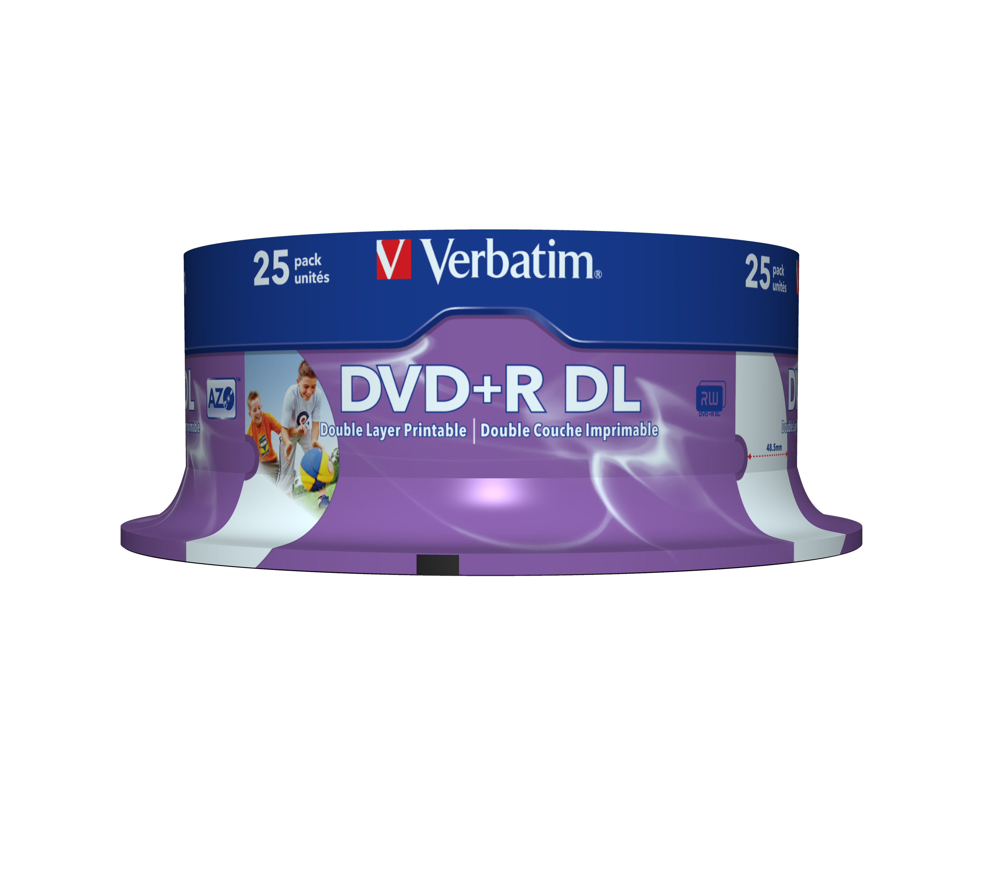 Verbatim 25 x DVD+R DL - 8.5 GB 8x - breite bedruckbare Oberfläche, Ansicht 4