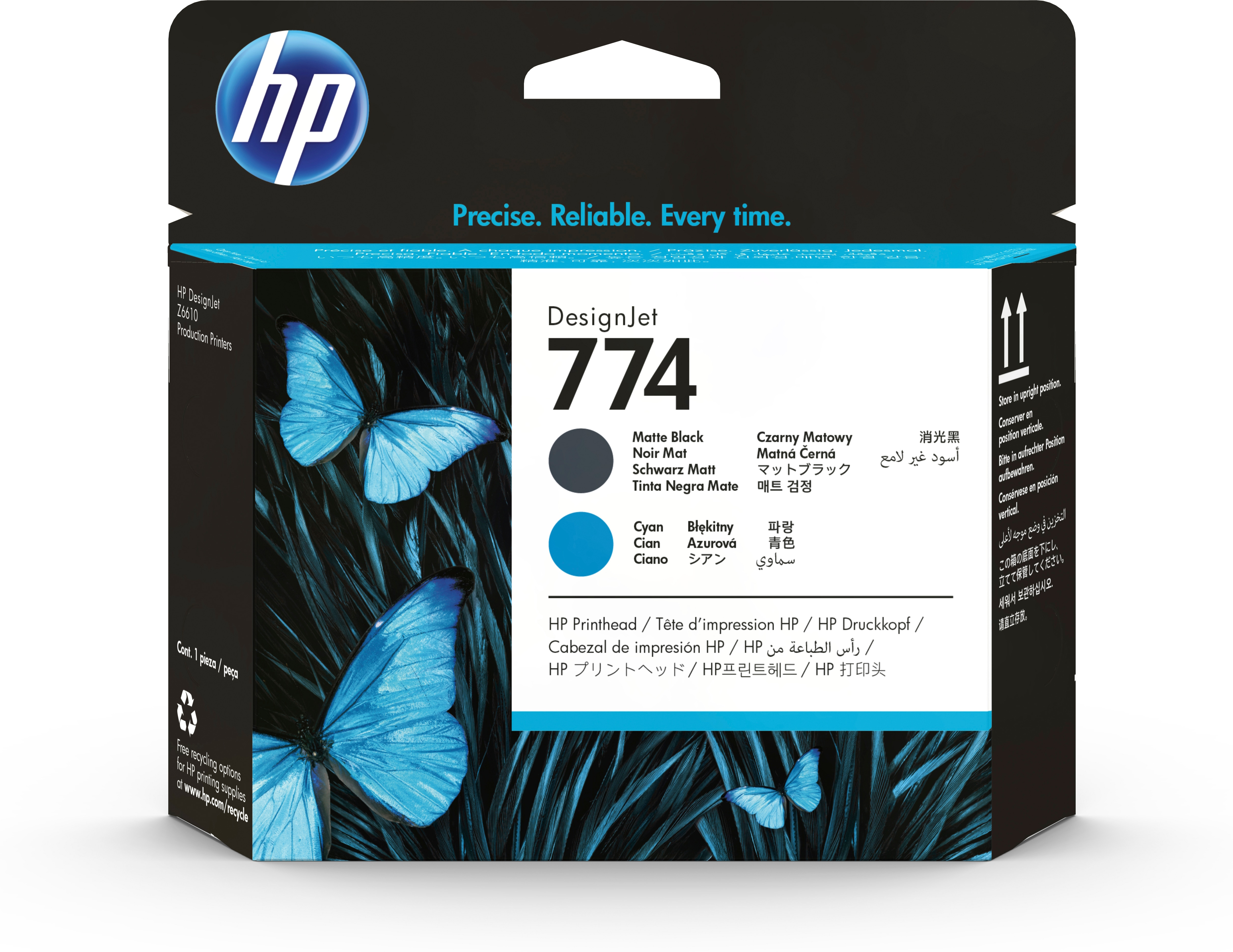 HP 774 Mattschwarz/Zyan DesignJet Druckkopf, Mattschwarz, Cyan, Tinte auf Pigmentbasis, Tinte auf Pigmentbasis, 1 Stück(e), Multipack