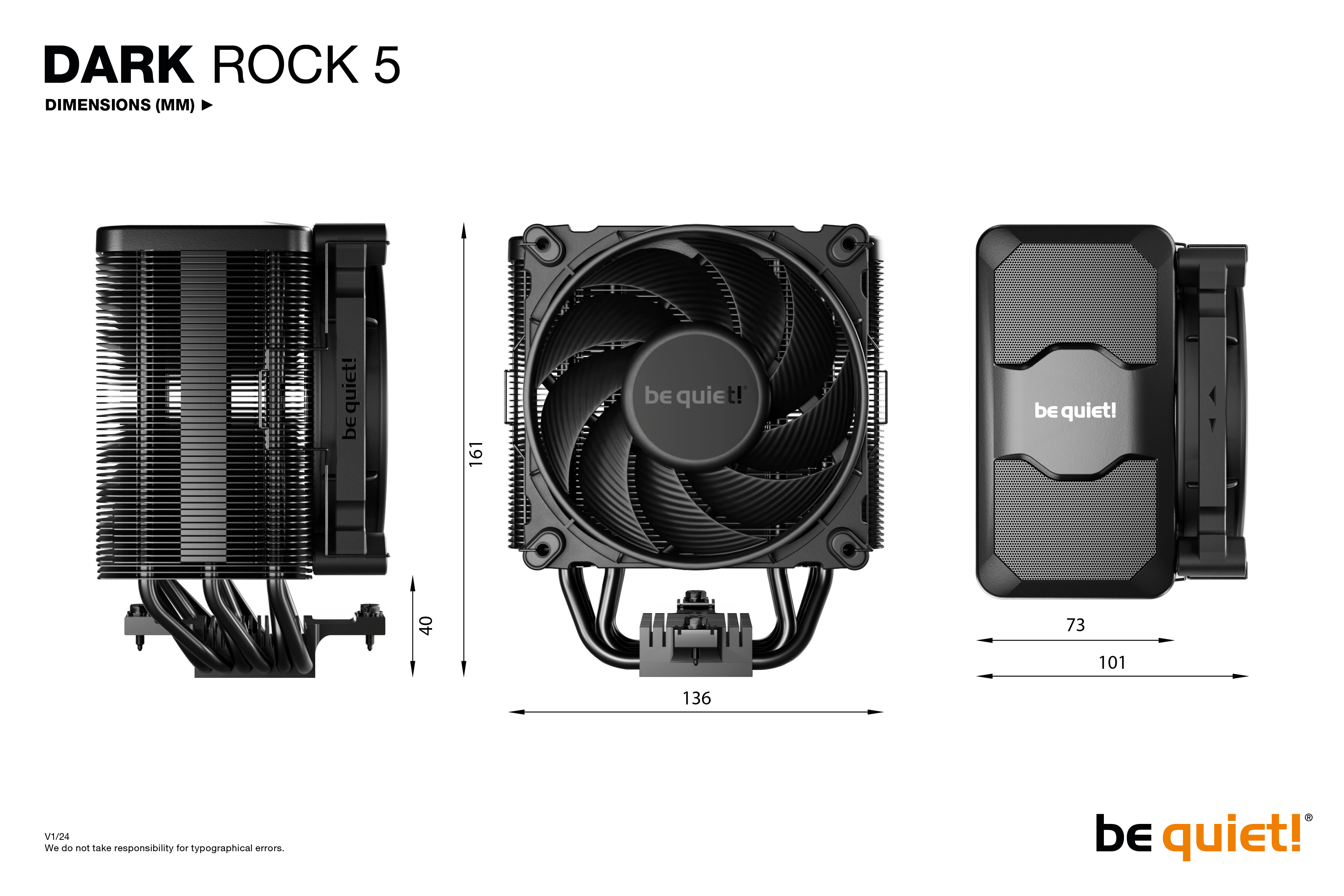 Be Quiet! Dark Rock 5 - Prozessor-Luftkühler - (für: LGA1155, LGA1150, LGA1151, AM4, LGA1200, LGA1700, AM5), Ansicht 2
