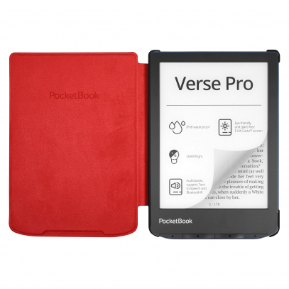 Pocketbook Flip-Hülle für eBook-Reader - PU-Imitationsleder, Baumwolle, Kunststoff - Rot, Ansicht 4