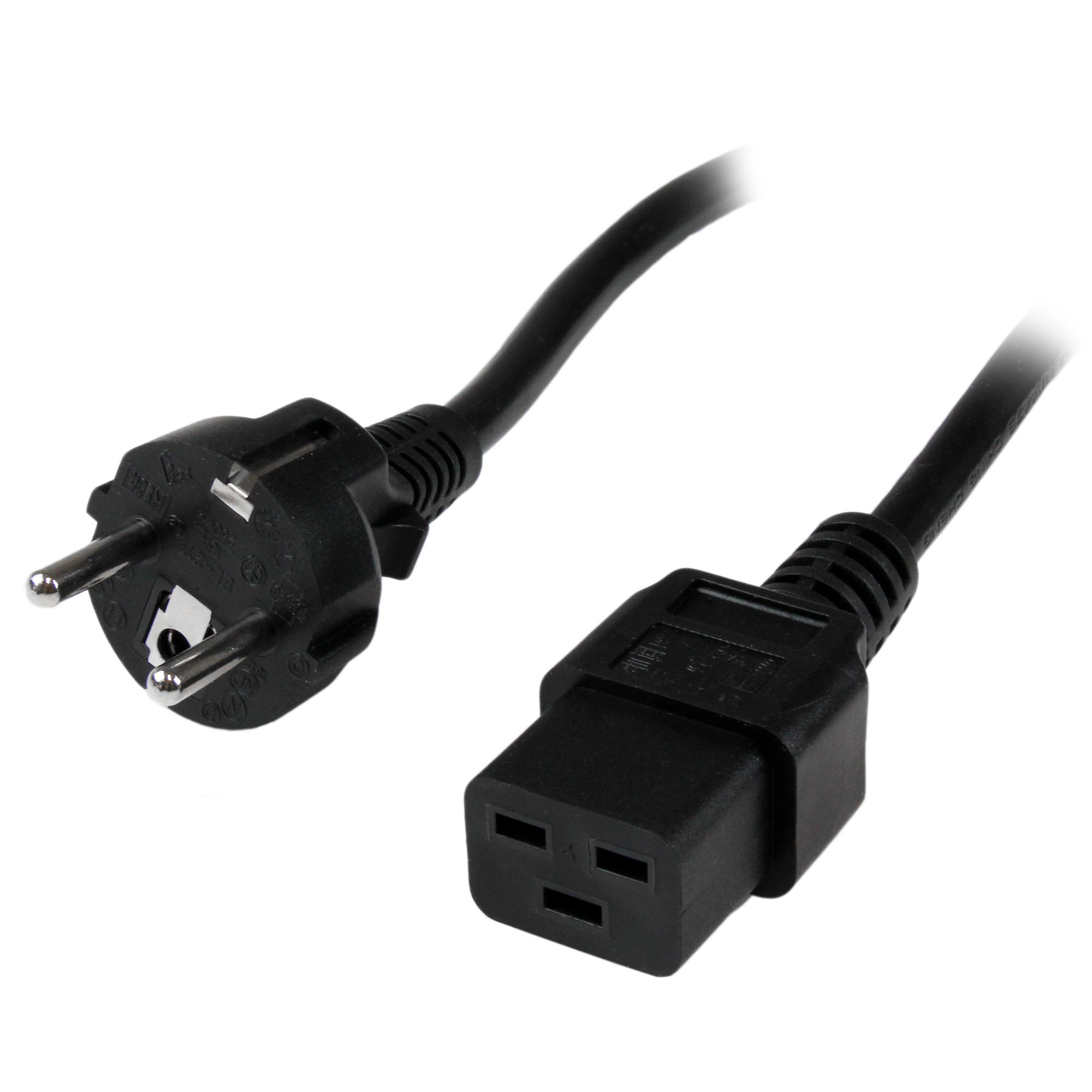 StarTech.com 2 m Computer Stromkabel, 16AWG, EU Schuko auf C19, 16A 250V, Ersatz AC Stromkabel, Drucker Stromkabel, PC Netzkabel, Monitor Stromkabel - UL gelistet, 2 m, CEE7/7, C19-Koppler, 250 V