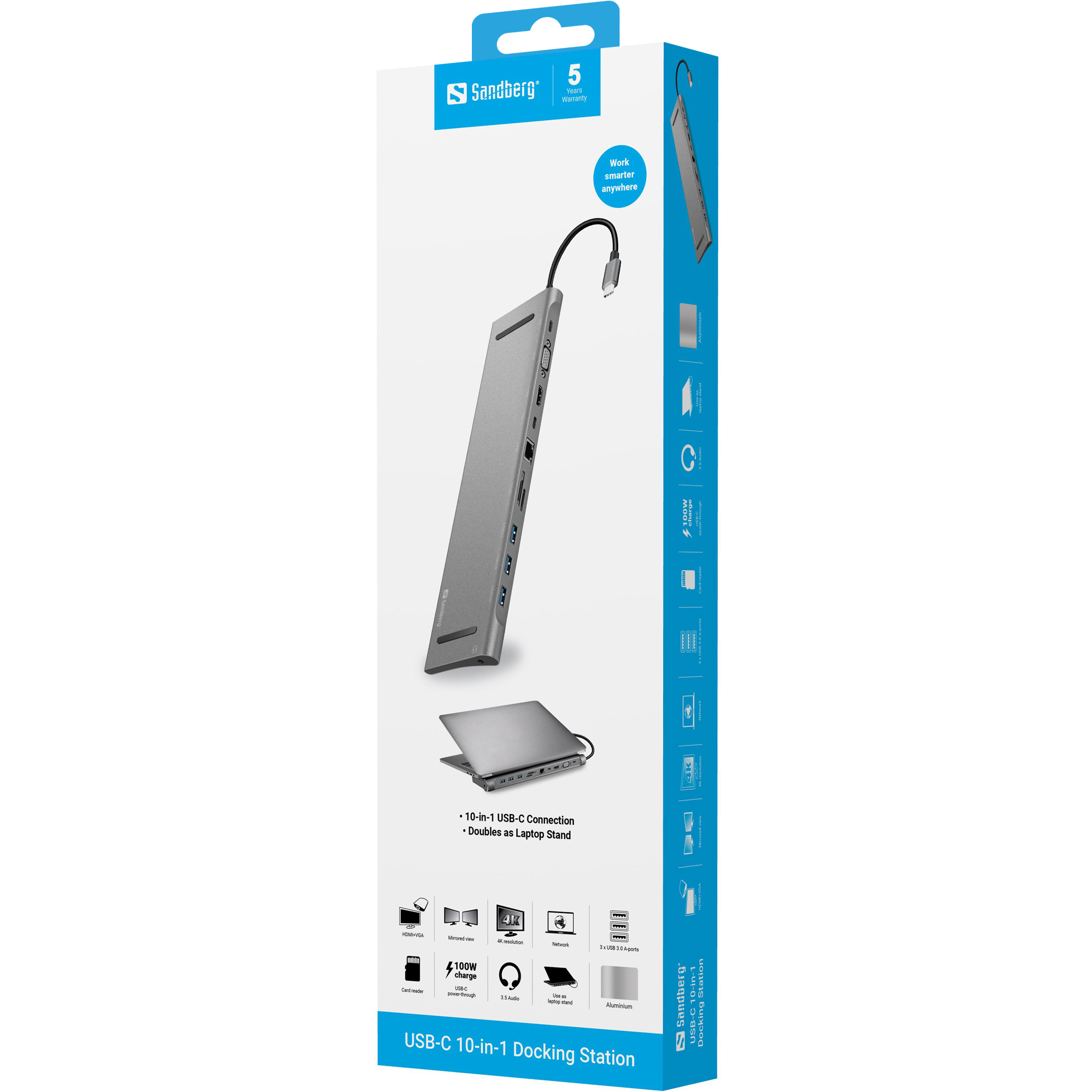 SANDBERG USB-C 10-in-1 Docking Station - Dockingstation, Ansicht 2
