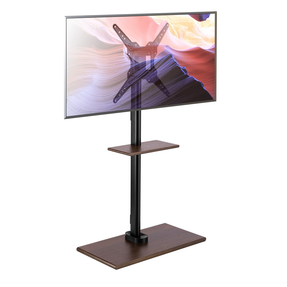 Techly TV Standfuß fuer LCD/LED/Plasma TV 23-55 mit einer Ablage Holzdesign, Ansicht 2
