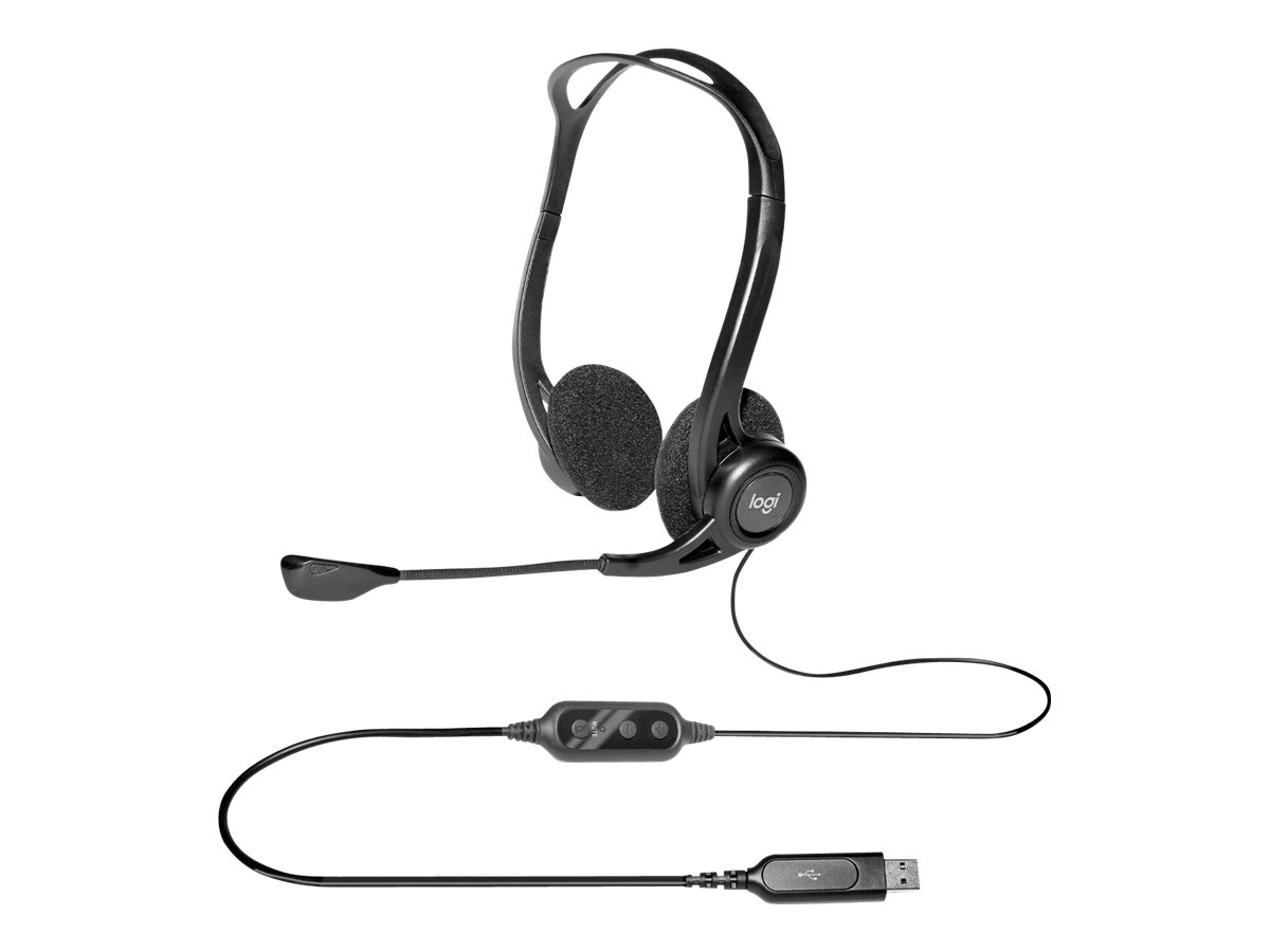OEM/PC Stereo Headset 960 USB, black, Mikrofon mit Rauschunterdrückung, Laustärkeregler+Stummschalter am Kabel