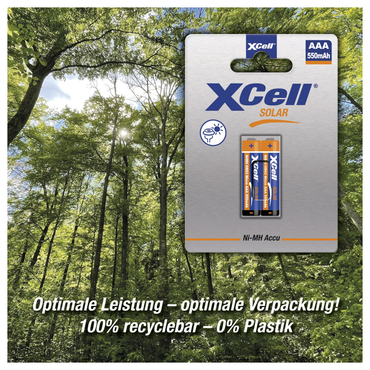 XCell Akku Solar X550AAA Ni-MH Micro AAA 2St. - Akku - Micro (AAA), Ansicht 2
