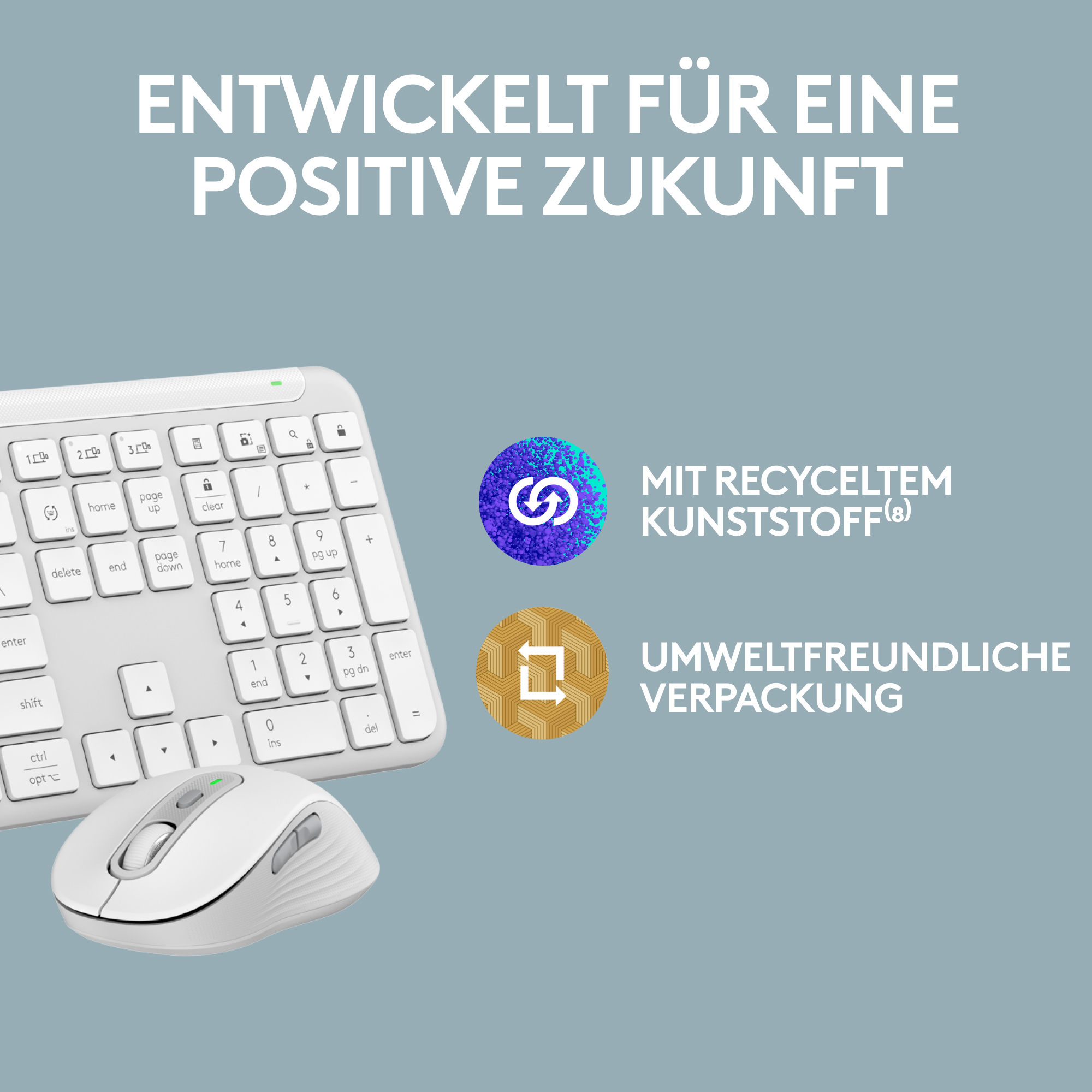 Logitech Signature Slim Combo MK950 - Tastatur-und-Maus-Set - kabellos - Off-White - TL: Deutsch, QWERTZ, Ansicht 4