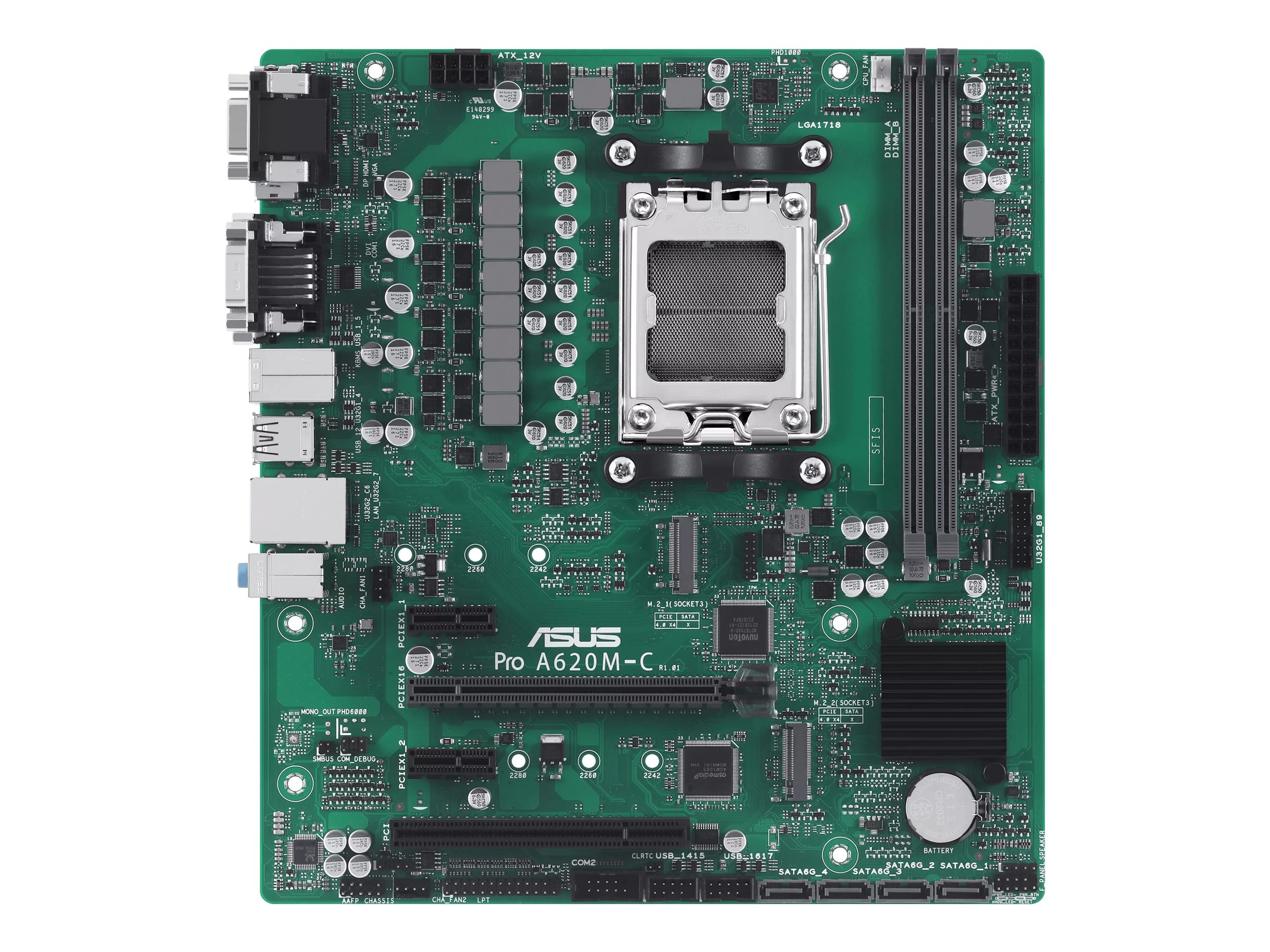 ASUS Pro A620M-C-CSM - Motherboard - micro ATX - Socket AM5 - AMD B650 Chipsatz - USB 3.2 Gen 2, USB-C 3.2 Gen2, USB 3.2 Gen 1 - Gigabit LAN - Onboard-Grafik (CPU erforderlich)