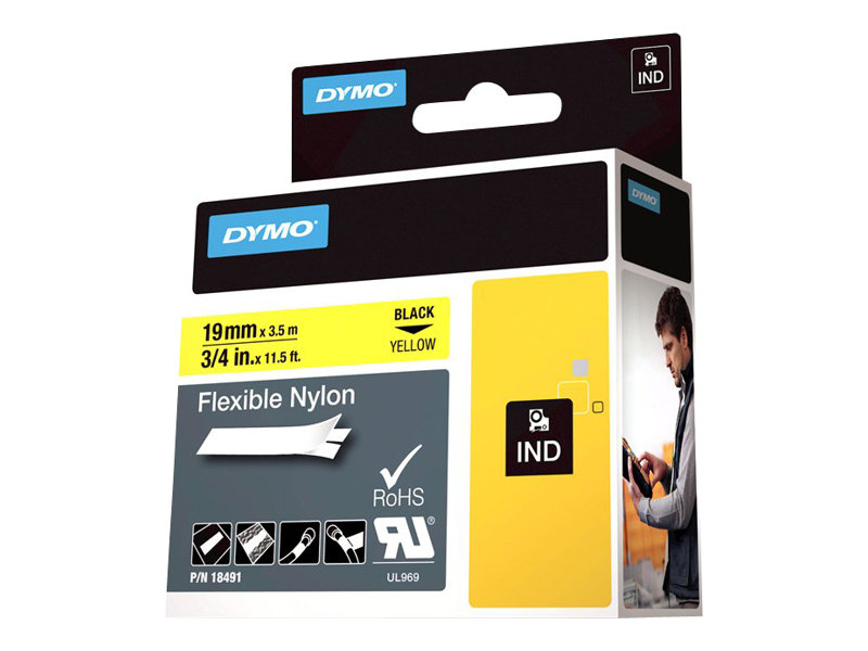 Dymo Nylon - Schwarz auf Gelb - Roll (1.9 cm x 3.5 m) 1 Kassette(n) Flexitape, Ansicht 4