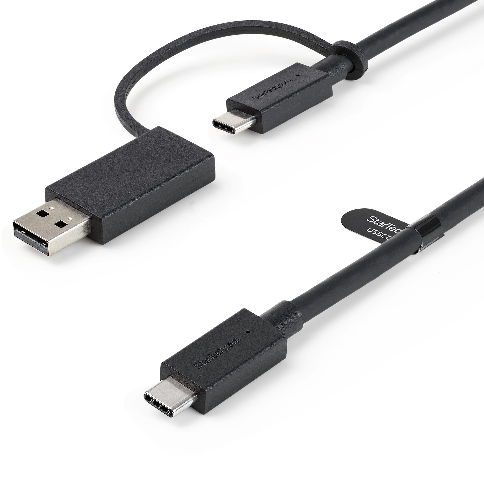 StarTech.com 1m USB-C Kabel mit USB-A Adapter Dongle - Hybrid 2-in-1 USB-C Kabel mit USB-A - USB-C auf USB-C (10Gbit/s - 100W PD) - USB-A auf USB-C (5 Gbit/s) - Ideal für Hybrid-Dockingstation - 1 m - USB C - USB C - USB 3.2 Gen 2 (3.1 Gen 2) - 10000 Mbit/s - Schwarz