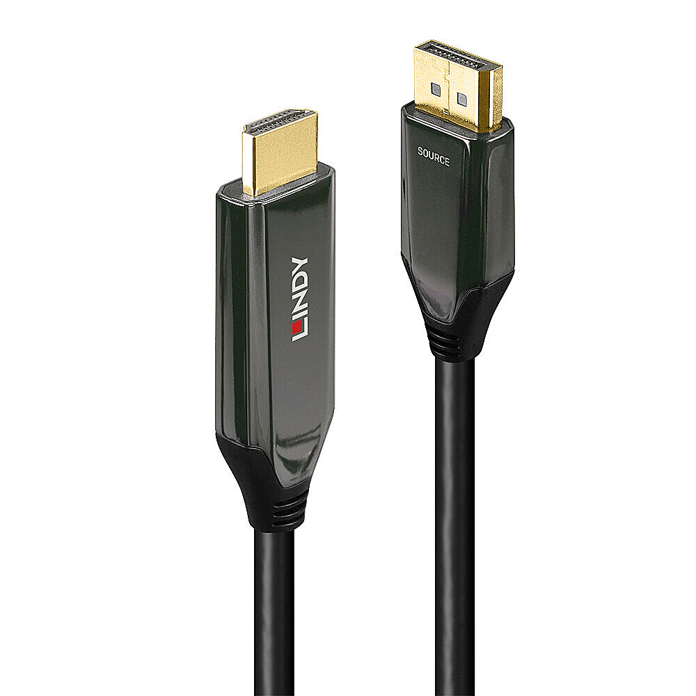 Lindy Adapterkabel - DisplayPort männlich zu HDMI männlich - 3 m - abgeschirmt - Schwarz - rund, unterstützt 8K 60 Hz, Ansicht 5