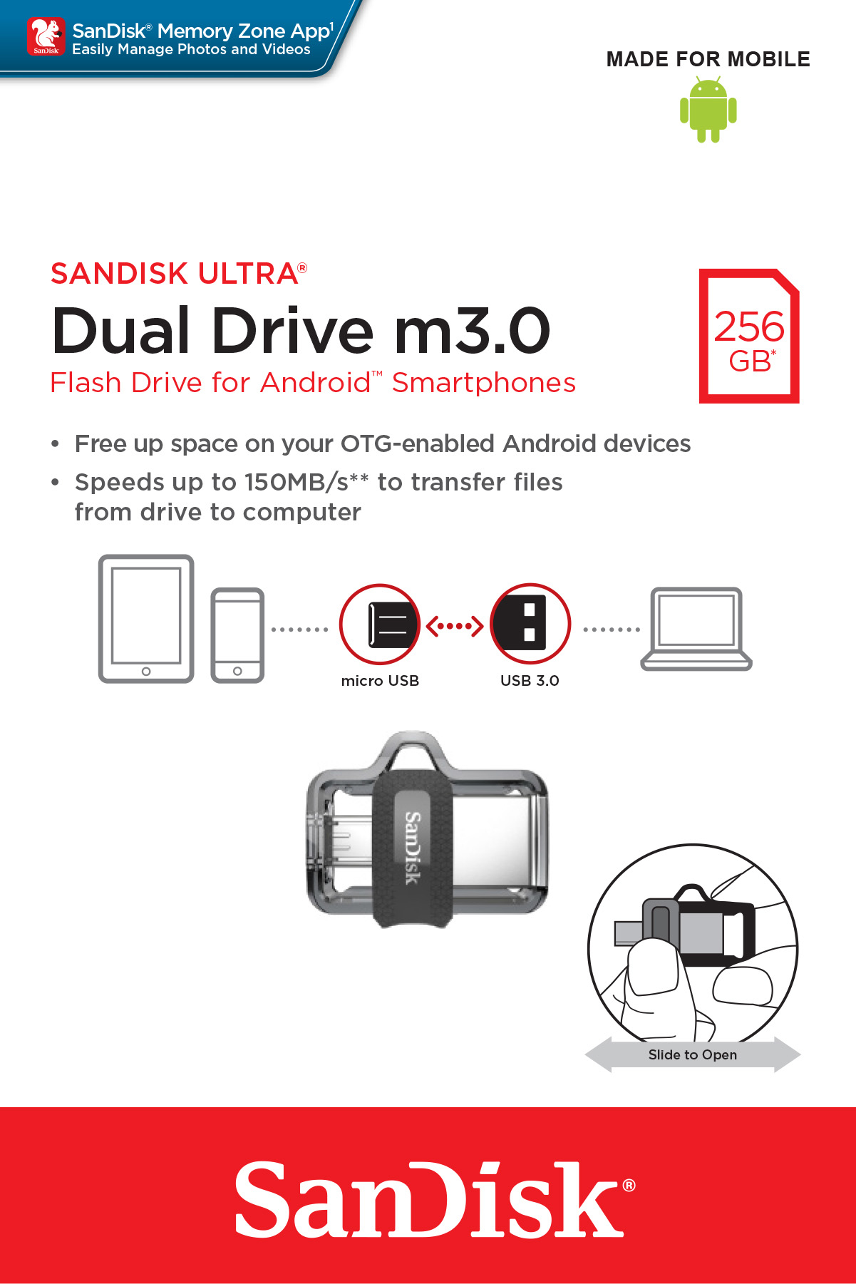SanDisk Ultra Dual M3.0 - USB-Flash-Laufwerk, Ansicht 2