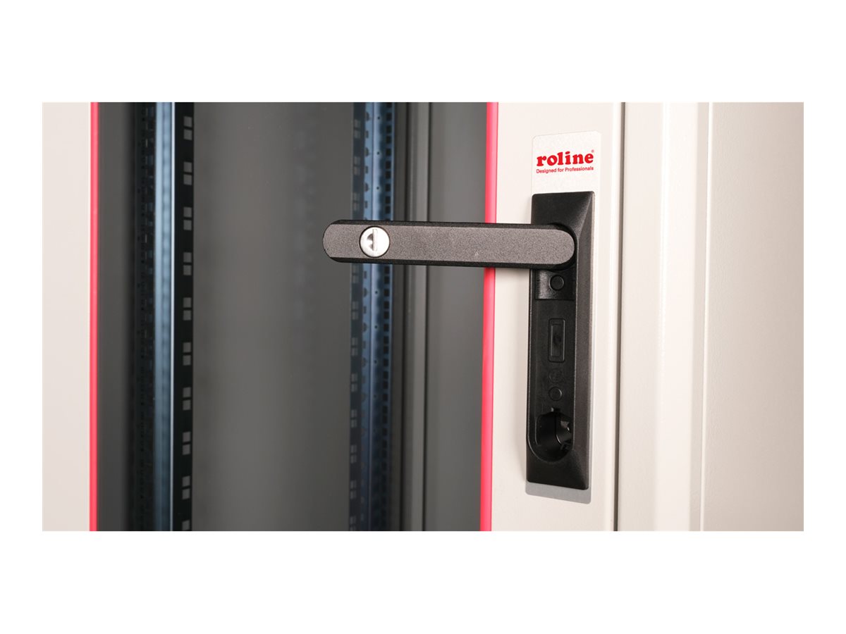 ROLINE 19 Zoll Netzwerkschrank Basic 22 600x600 BxT Glastür grau, Ansicht 5