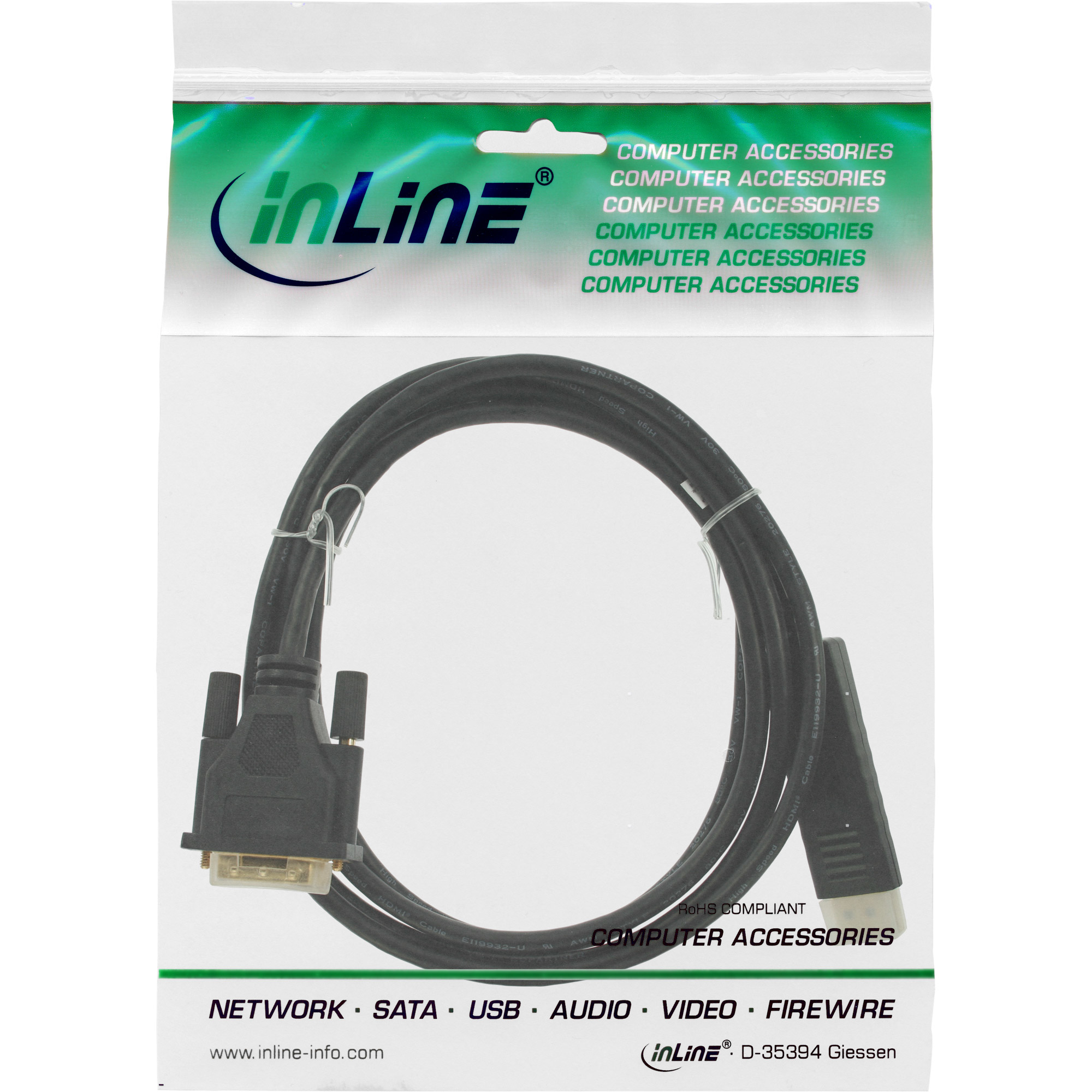 InLine DisplayPort zu DVI Konverter Kabel - schwarz - 2m, Ansicht 4