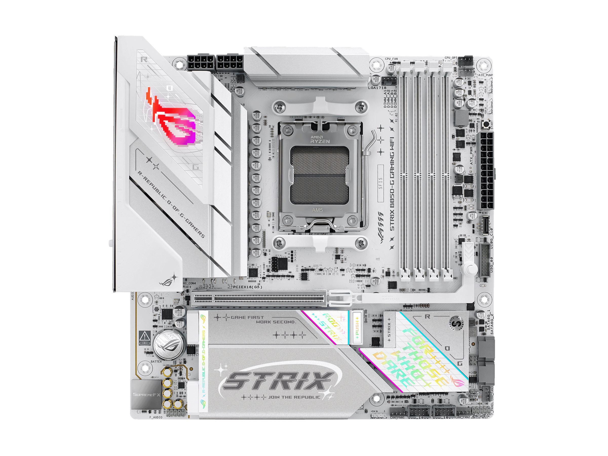 ASUS ROG STRIX B850-G GAMING WIFI - Motherboard - micro ATX - Socket AM5 - AMD B850 Chipsatz - USB-C 3.2 Gen 2x2, USB-C 3.2 Gen2, USB 3.2 Gen 2, USB 3.2 Gen 1 - 2.5 Gigabit LAN, Wi-Fi 7, Bluetooth - Onboard-Grafik (CPU erforderlich)