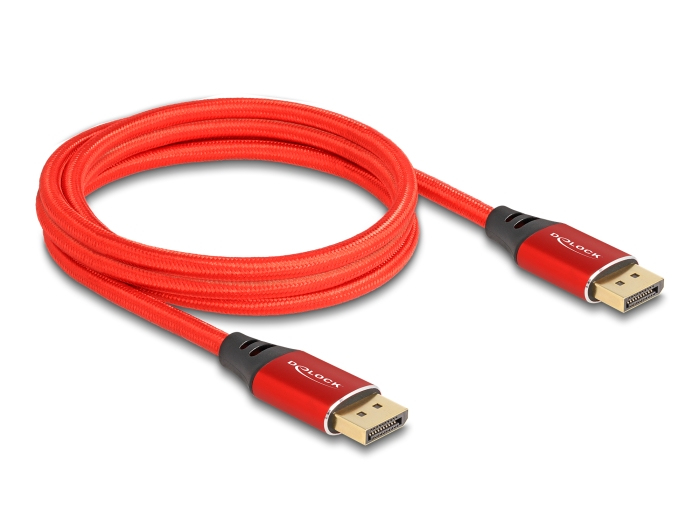 Delock DisplayPort Kabel 16K 60 Hz 2 m rot Metall, Ansicht 2