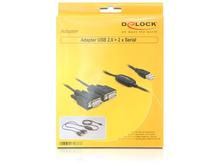 Delock Adapter USB 2.0 > 2 x Seriell - Kabel USB / seriell - USB (M), Ansicht 2