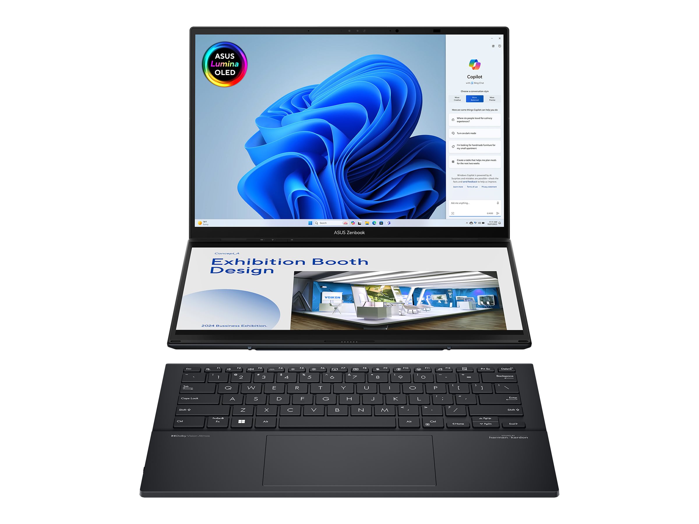 ASUS ZenBook Duo UX8406CA-PZ195X - Tablet - mit abnehmbarer Tastatur - Intel Core Ultra 9 285H / 2.9 GHz - Win 11 Pro - Arc Graphics 140T - 32 GB RAM - 2 TB SSD NVMe - 35.6 cm (14")
