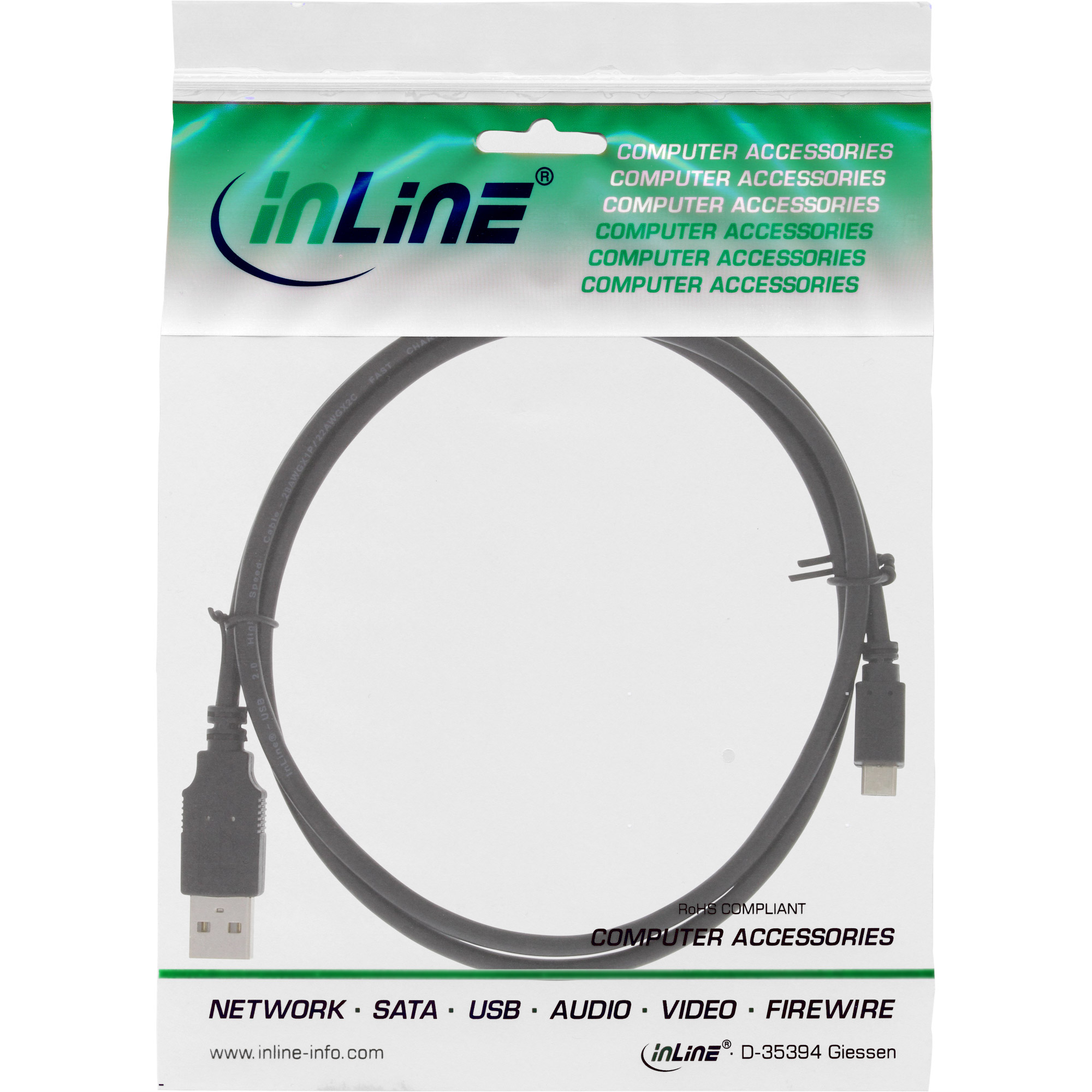 InLine Micro-USB 2.0 Kabel - Schnellladekab. - USB-A STMicro-B ST - schwarz - 1m