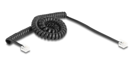 Delock Telefonkabel - RJ-11 (M) zu RJ-11 (M) - 3 m - gewickelt - Schwarz, Ansicht 2