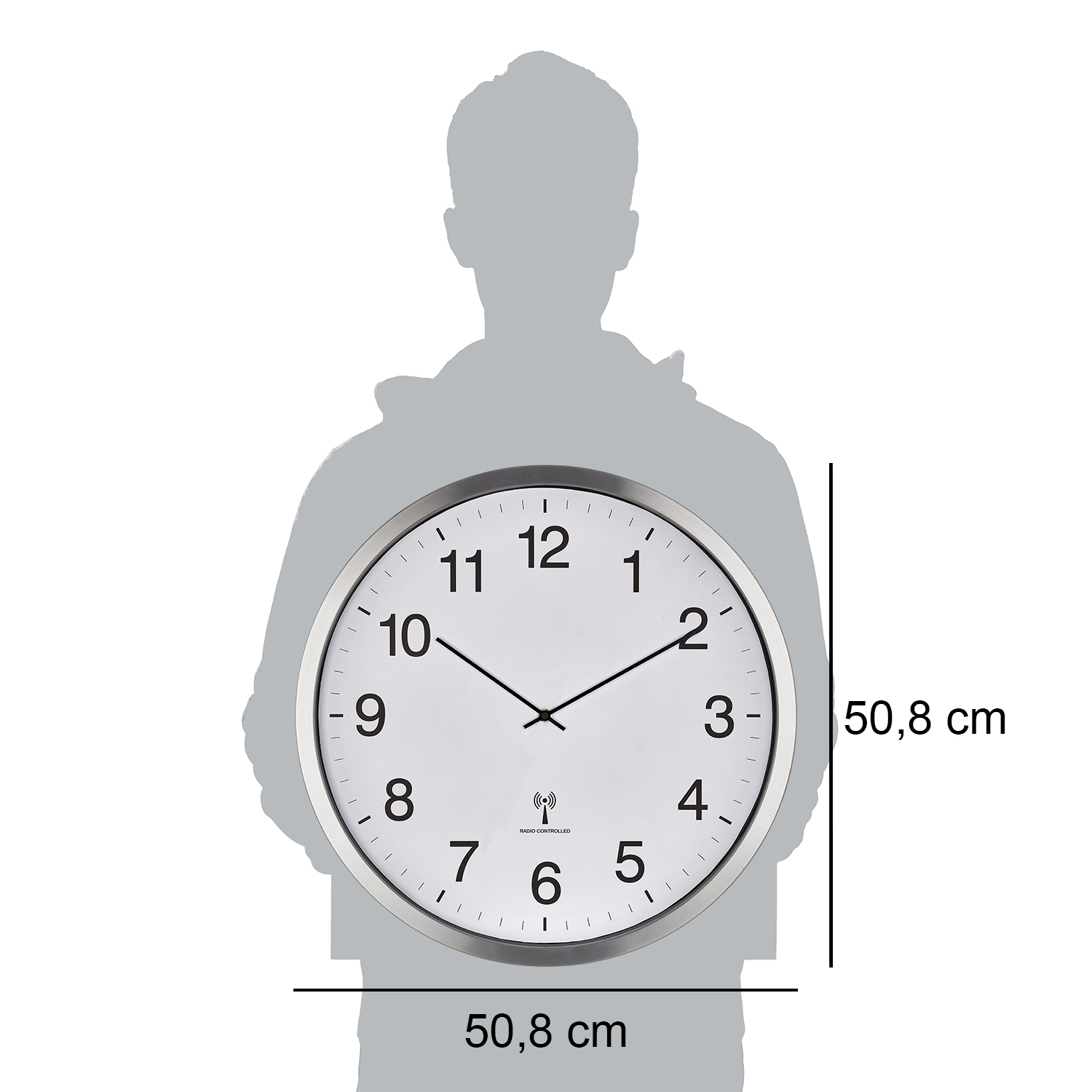 TFA 60.3548.02 Funk Wanduhr 508 mm x 65 Weiss Silber Großes Display 60.3548, Ansicht 4