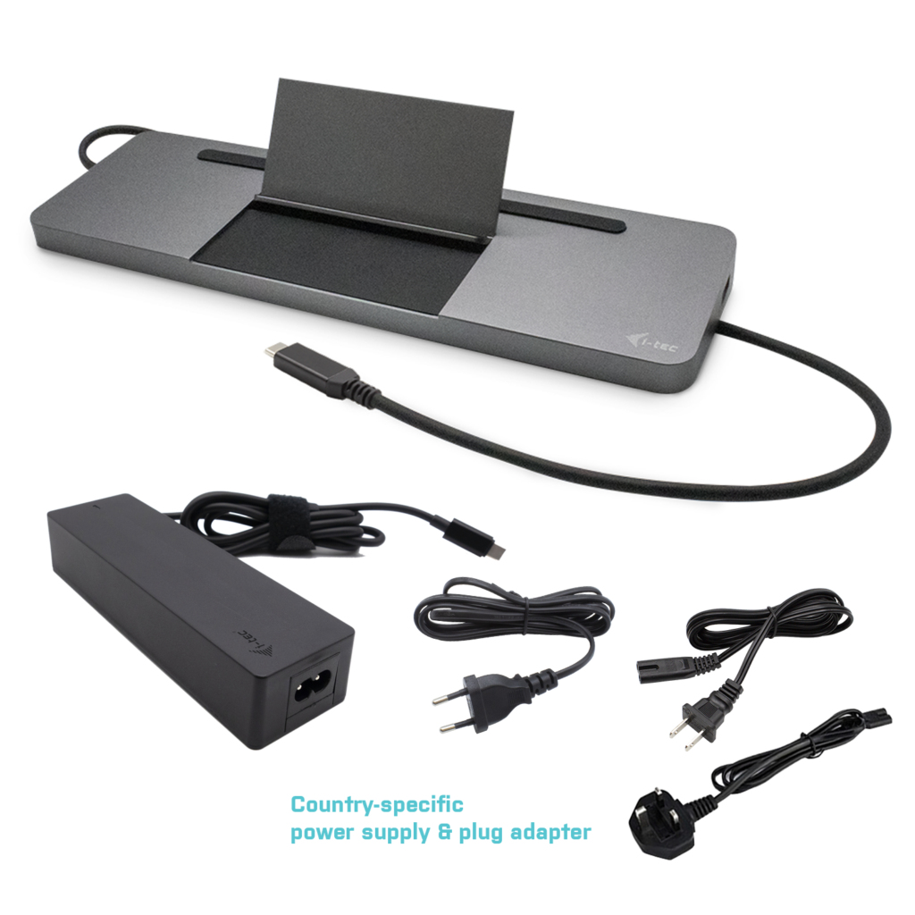 i-tec USB-C Metal 4K 3xDisplay DS 1xHDMI1xVGA1xDP 1xSD+1xmicroSD CR 1xGLAN 1x3.5mmAudio, Ansicht 4