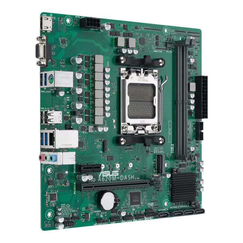 ASUS A620M-DASH-CSM - Motherboard - micro ATX - Socket AM5 - AMD A620 Chipsatz - USB 3.2 Gen 1 - Gigabit LAN, Ansicht 3