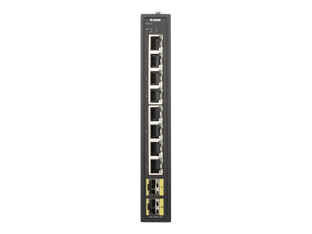 D-Link DIS 100G-10S - Switch - unmanaged - 8 x 10/100/1000 + 2 x 100/1000 SFP - an DIN-Schiene montierbar, wandmontierbar