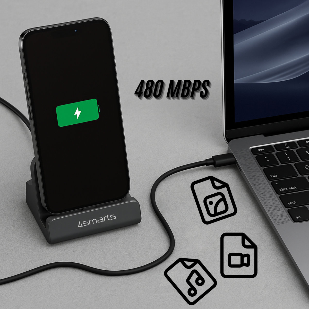 4smarts Ladestation VoltDock USB-C 60W grau, Ansicht 4