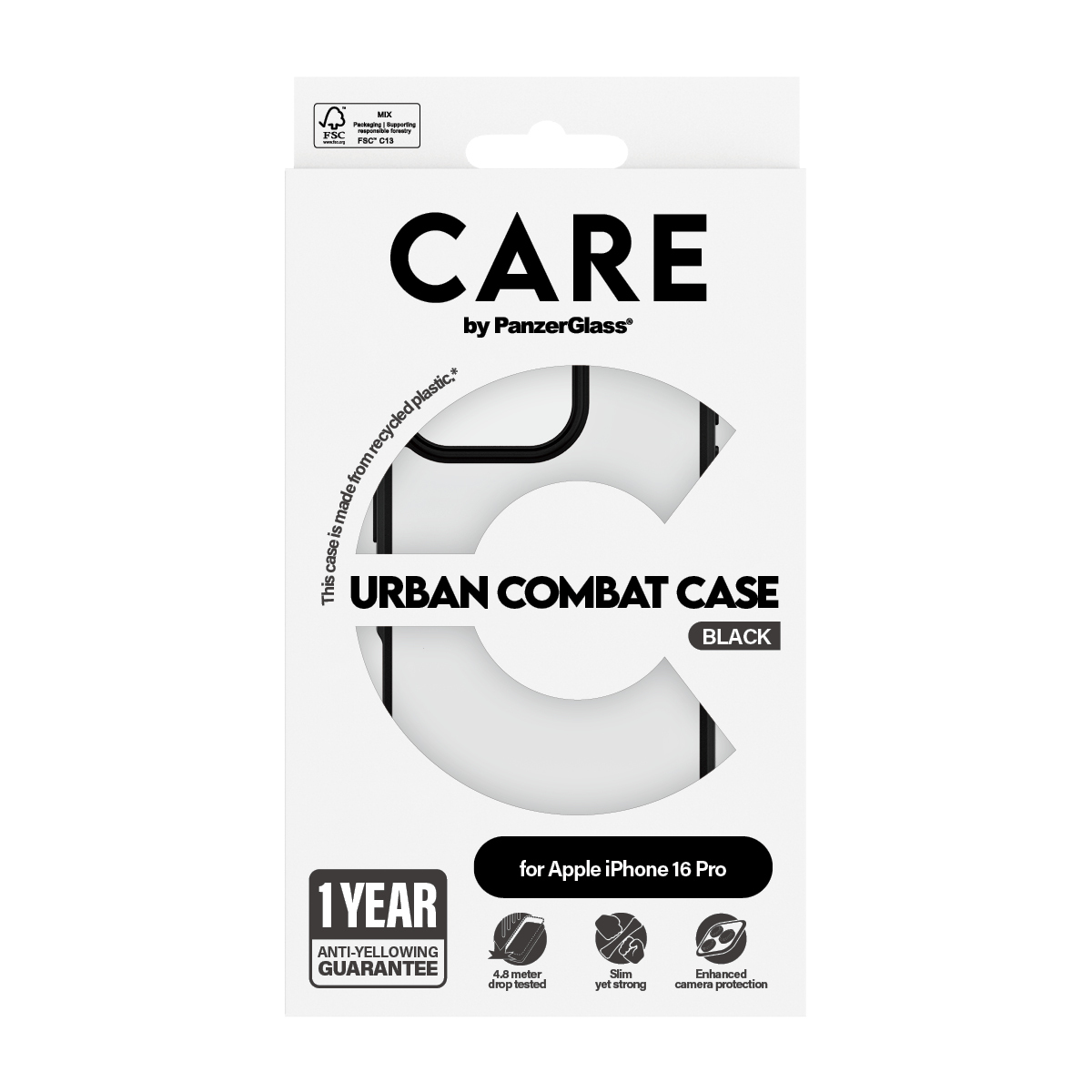 PanzerGlass CARE - iPhone 16 Pro Case - kompatibel mit MagSafe - Thermoplastisches Polyurethan (TPU) - Schwarz, Ansicht 3