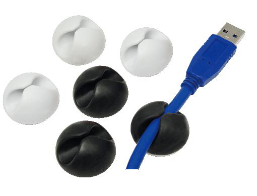 LogiLink Kabel - Organizer - Schwarz - mit 3 weiße Kabel-Organizer (Packung mit 3), Ansicht 2