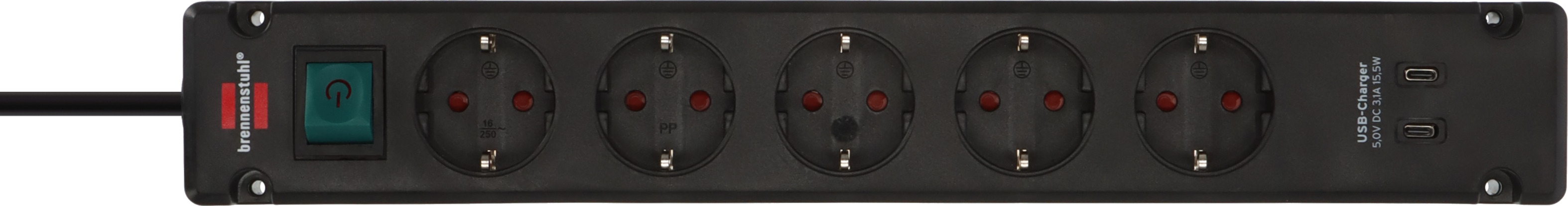 Brennenstuhl Steckdosenleiste Bremounta 5fach+USB-C schwarz - Steckdosenleiste, Ansicht 3