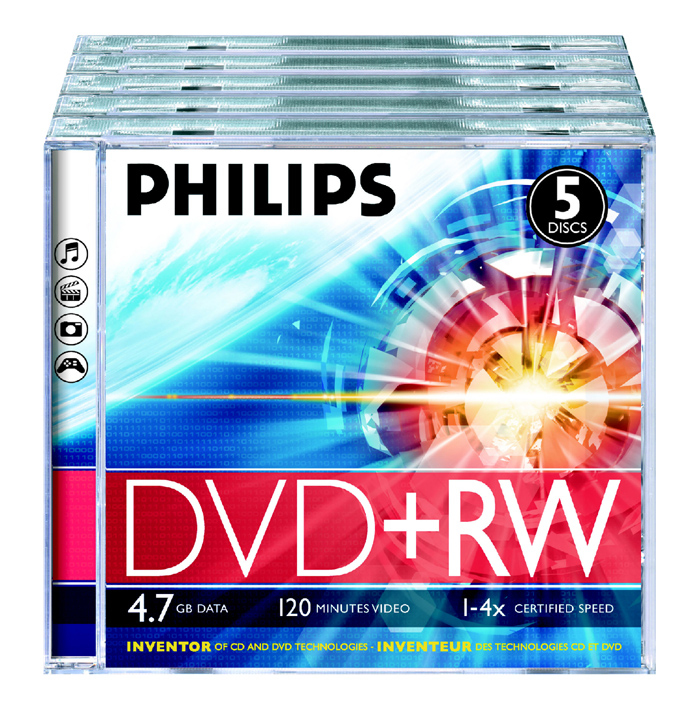 Philips DW4S4J05F - 5 x DVD+RW - 4.7 GB (120 Min.), Ansicht 3