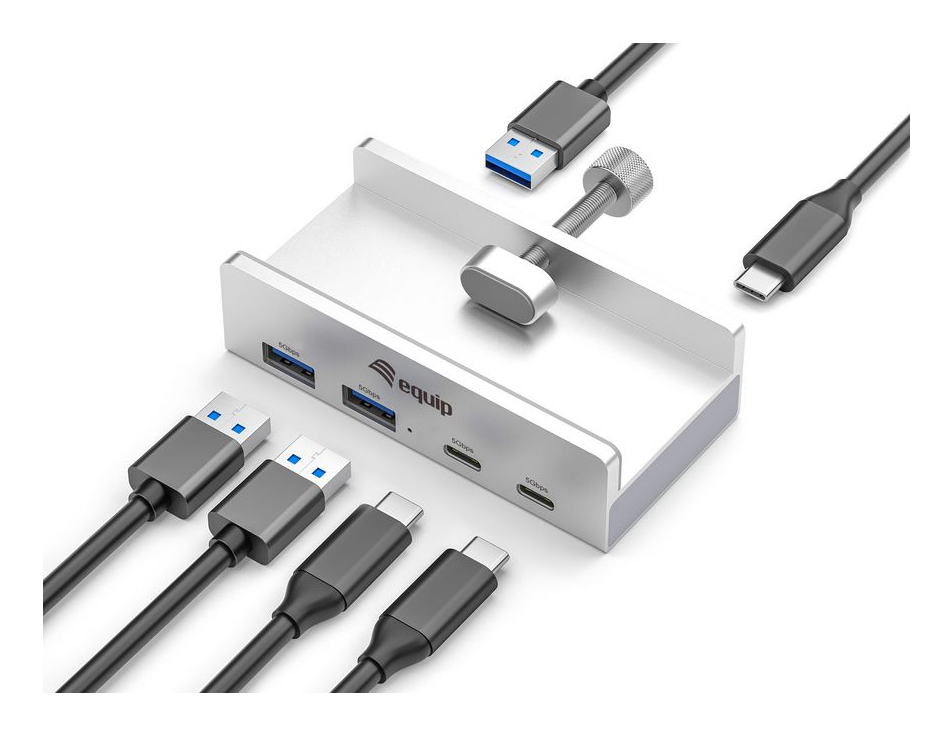 Equip Klemm USB-A3.2-Hub->2xUSB-C/2xUSB-A - Hub - 5 Gbps, Ansicht 4