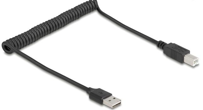 Delock Spiralkabel EASY-USB 2.0 Typ-A Stecker zu USB Typ-B 0.5 m bis 0.8 - Digital/Daten, Ansicht 3