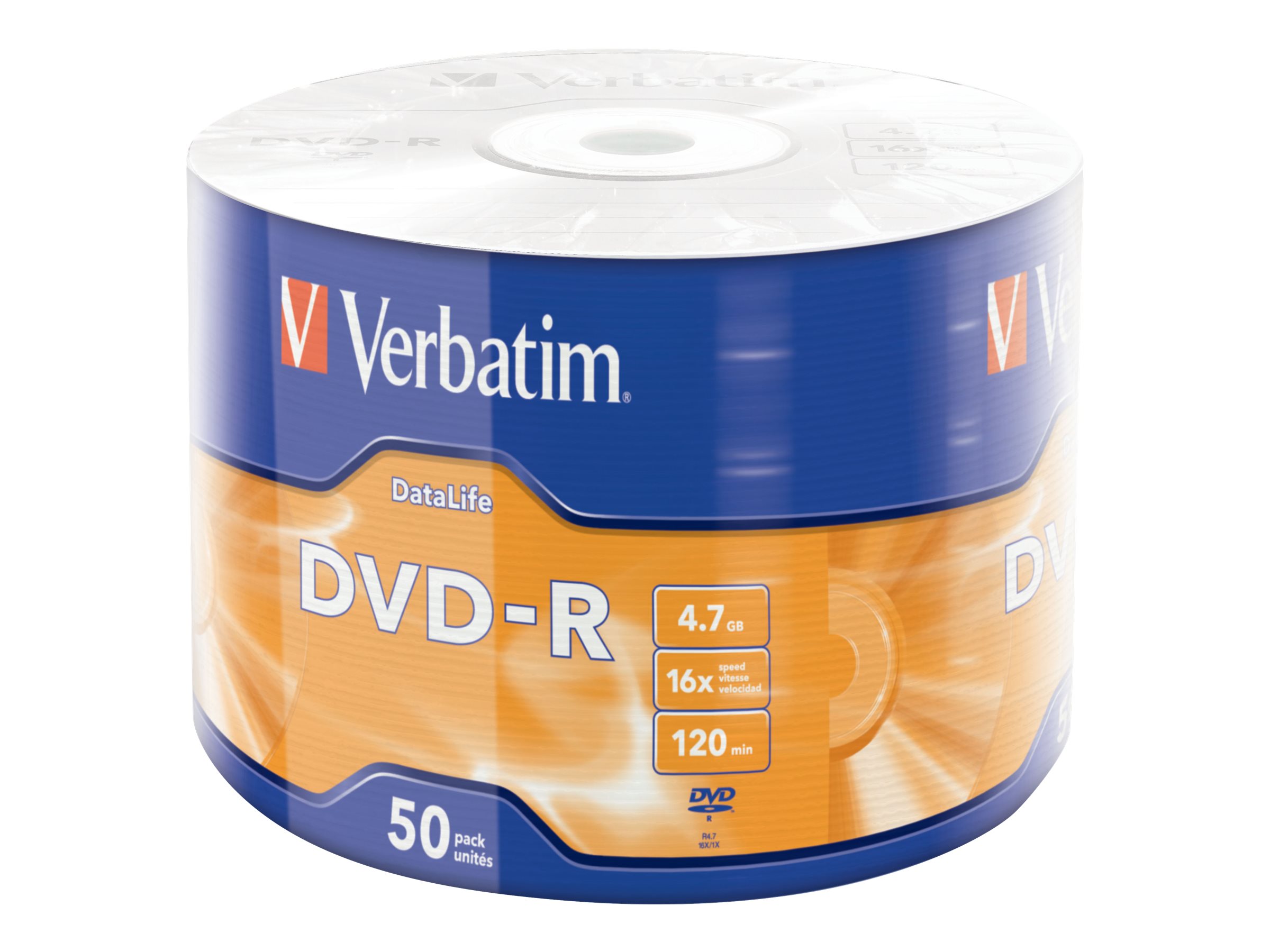 Verbatim DataLife - 50 x DVD-R - 4.7 GB (120 Min.) 16x - Matt Silver - Spindel