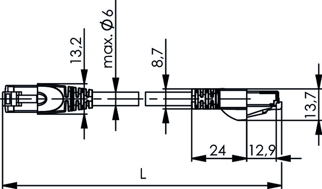 Telegärtner Karl Gärtner L00004A0104 - 6 m - Cat6a - S/FTP (S-STP) - RJ-45 - RJ-45 - Grau, Ansicht 2